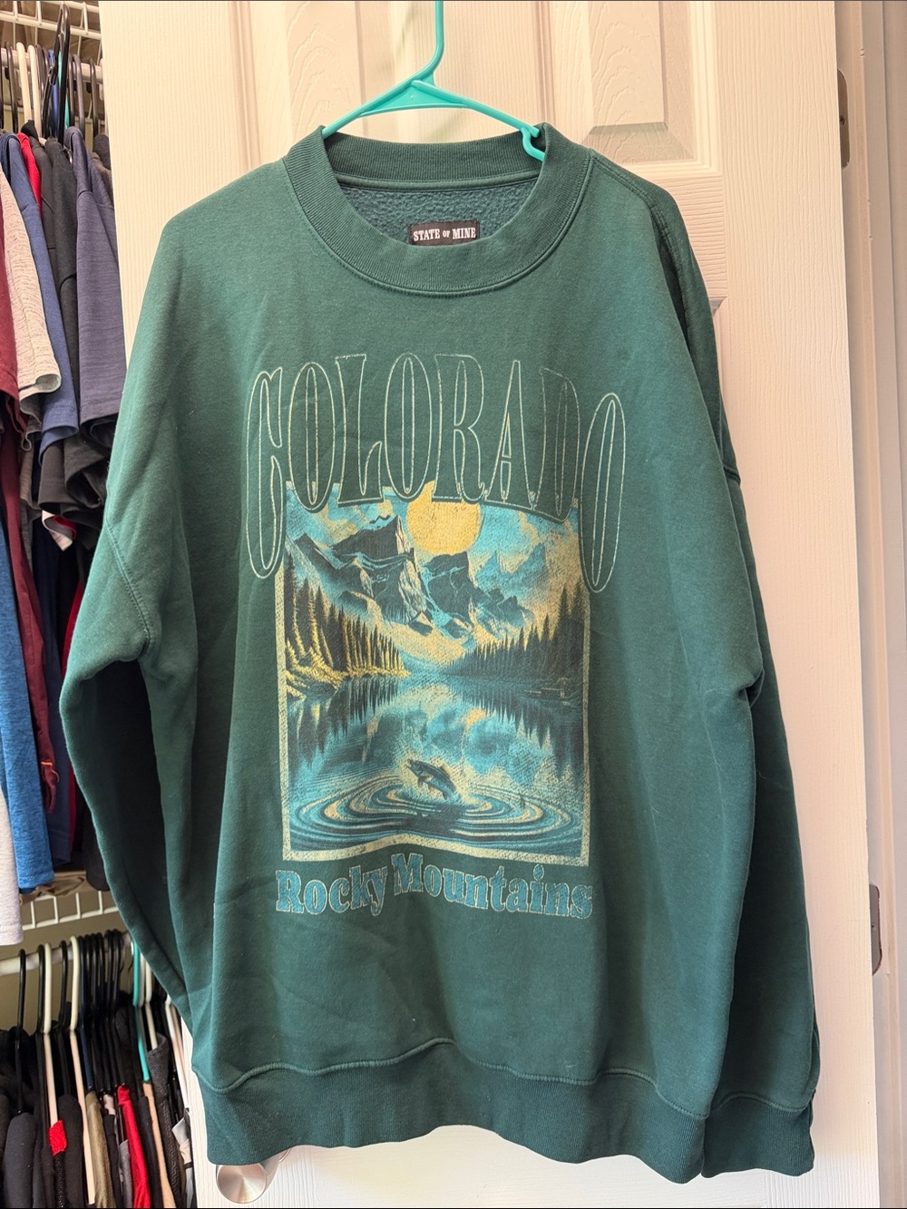 State of Mind Forest Green Colorado Rocky Mountains Graphic Crewneck